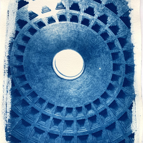 Pantheon ceiling, Rome (Cyano blue print)